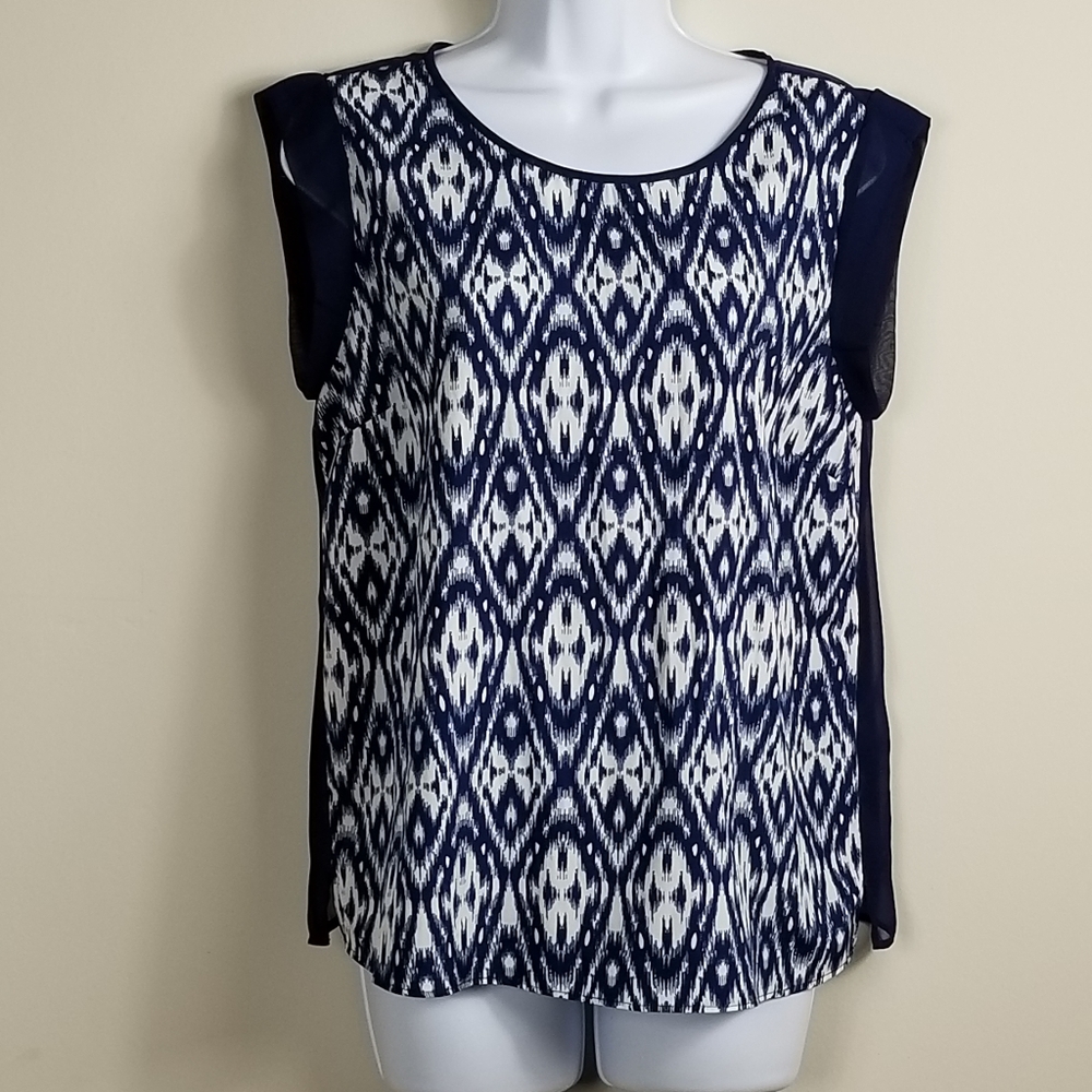 WGB by walter baker ikat / sheer back blouse